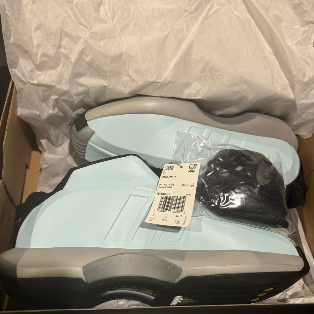 Adidas Originals Crazy 1 Kobe Basketball Shoes, Icy Blue, Size 7.5 Men’s - Picture 8 of 11
